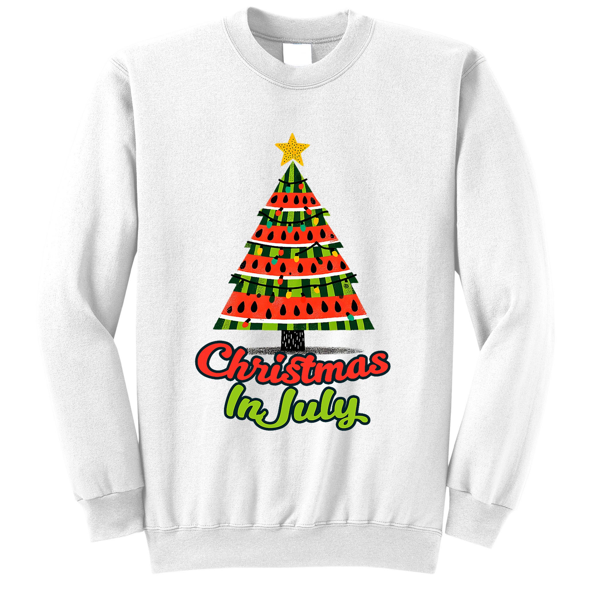 Christmas In July Watermelon Tropical Xmas Tree Summer Tank Top Sweatshirt