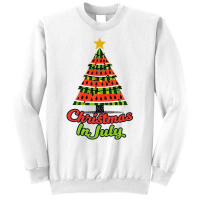 Christmas In July Watermelon Tropical Xmas Tree Summer Tank Top Sweatshirt