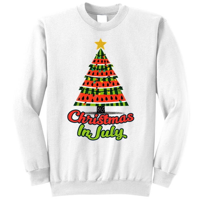 Christmas In July Watermelon Tropical Xmas Tree Summer Tank Top Sweatshirt