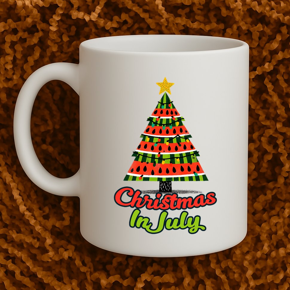 Christmas In July Watermelon Tropical Xmas Tree Summer Tank Top Mug