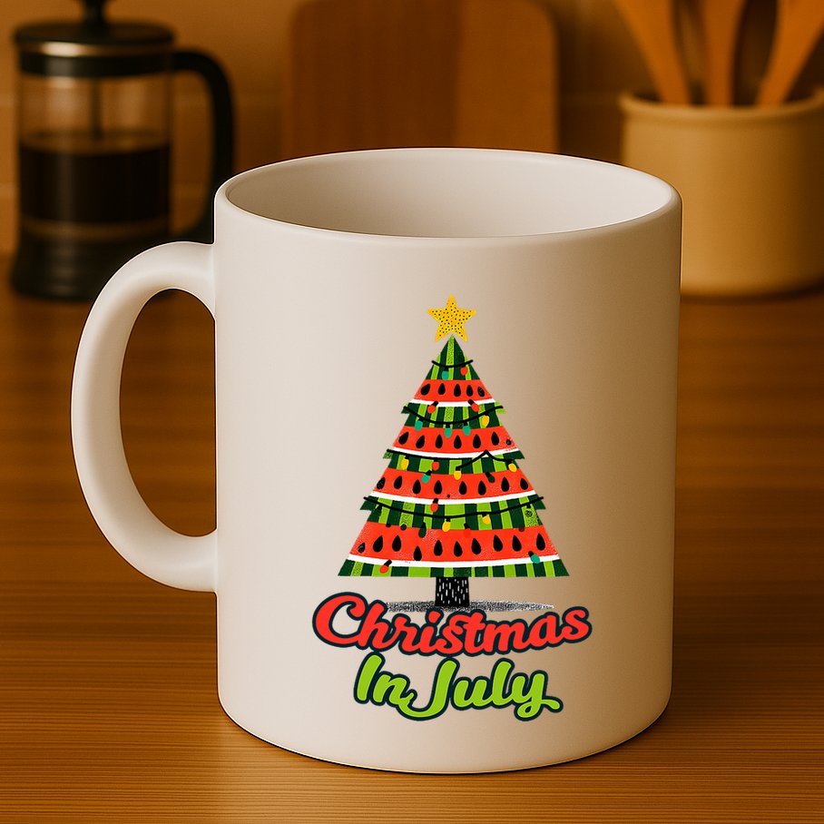 Christmas In July Watermelon Tropical Xmas Tree Summer Tank Top Mug