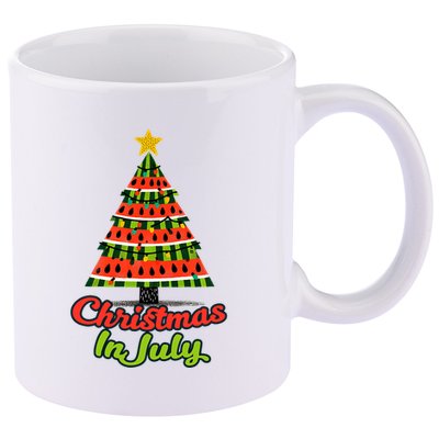 Christmas In July Watermelon Tropical Xmas Tree Summer Tank Top 11oz C Handle Ceramic Mug