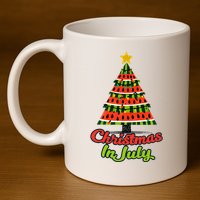 Christmas In July Watermelon Tropical Xmas Tree Summer Tank Top 11oz C Handle Ceramic Mug