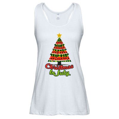 Christmas In July Watermelon Tropical Xmas Tree Summer Tank Top Ladies Essential Flowy Tank