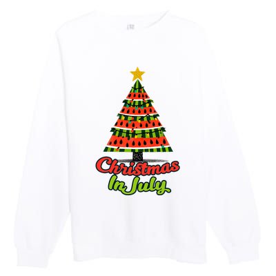 Christmas In July Watermelon Tropical Xmas Tree Summer Tank Top Premium Crewneck Sweatshirt