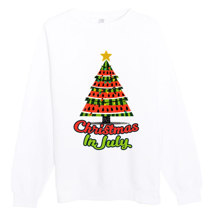 Christmas In July Watermelon Tropical Xmas Tree Summer Tank Top Premium Crewneck Sweatshirt