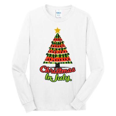 Christmas In July Watermelon Tropical Xmas Tree Summer Tank Top Tall Long Sleeve T-Shirt