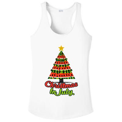 Christmas In July Watermelon Tropical Xmas Tree Summer Tank Top Ladies PosiCharge Competitor Racerback Tank