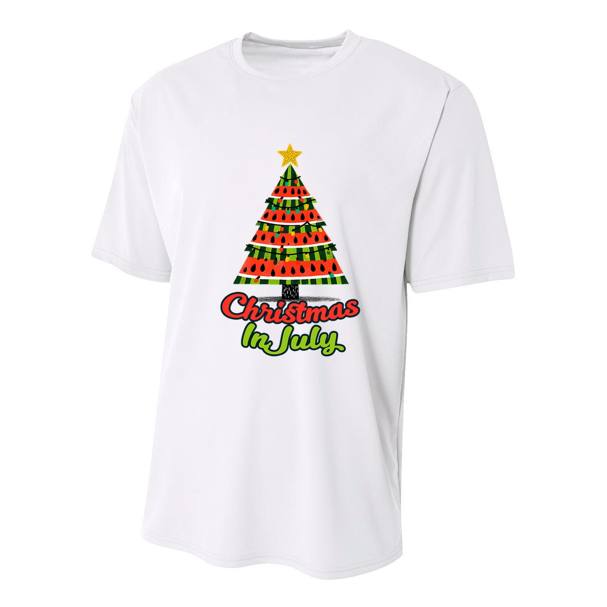 Christmas In July Watermelon Tropical Xmas Tree Summer Tank Top Youth Performance Sprint T-Shirt