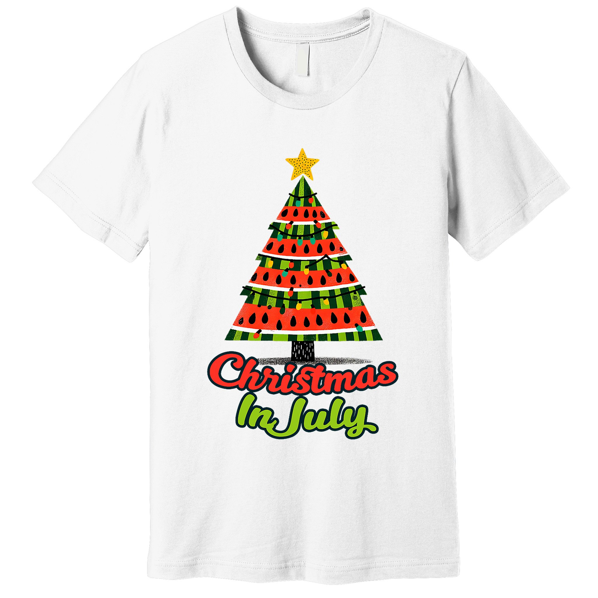 Christmas In July Watermelon Tropical Xmas Tree Summer Tank Top Premium T-Shirt