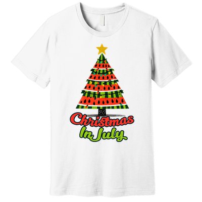 Christmas In July Watermelon Tropical Xmas Tree Summer Tank Top Premium T-Shirt