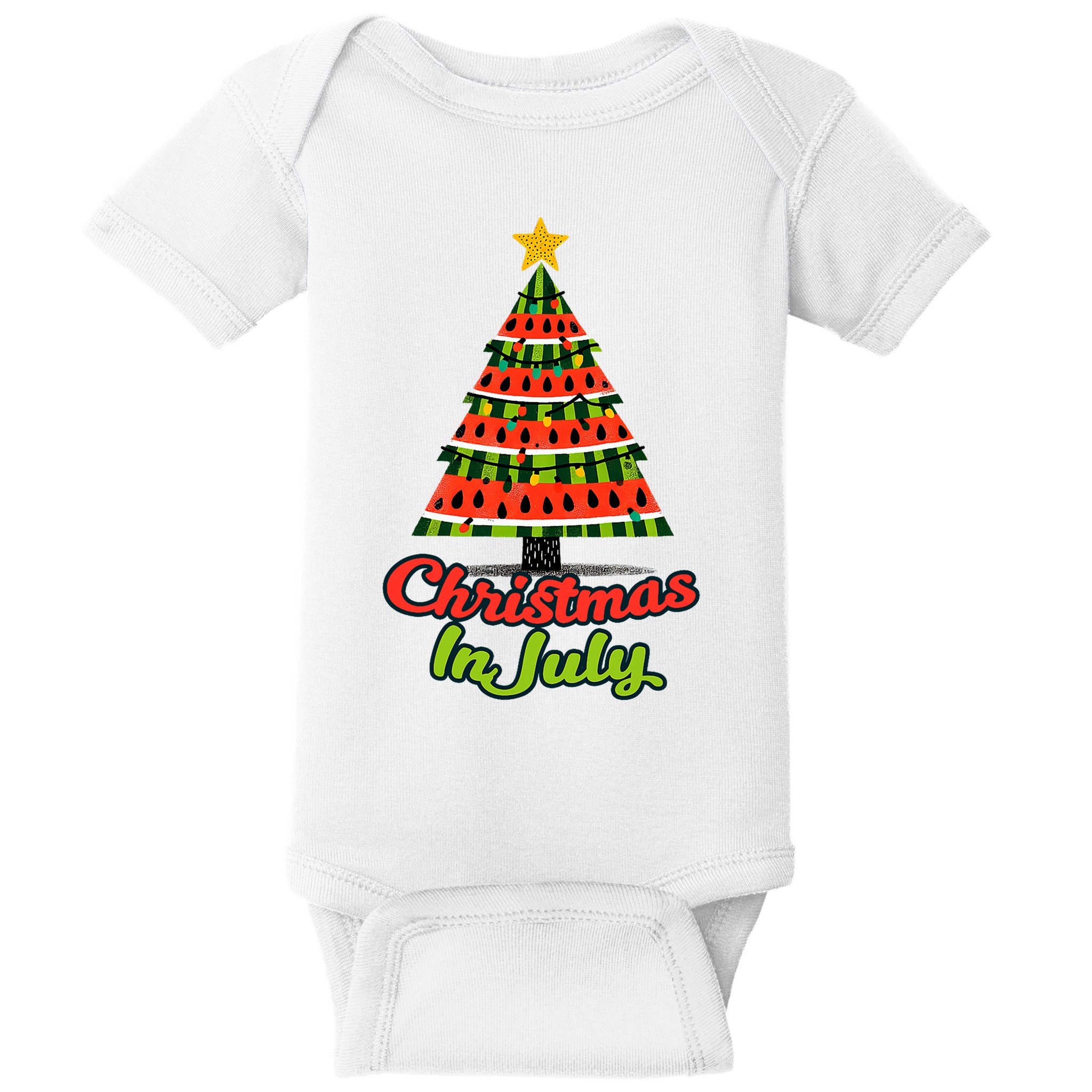 Christmas In July Watermelon Tropical Xmas Tree Summer Tank Top Baby Bodysuit