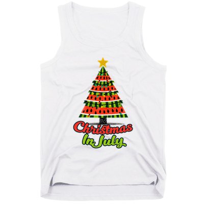 Christmas In July Watermelon Tropical Xmas Tree Summer Tank Top Tank Top