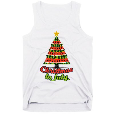 Christmas In July Watermelon Tropical Xmas Tree Summer Tank Top Tank Top