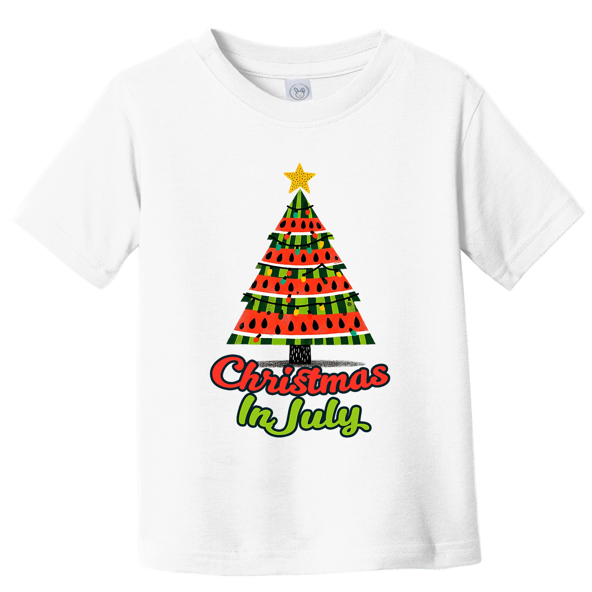 Christmas In July Watermelon Tropical Xmas Tree Summer Tank Top Toddler T-Shirt