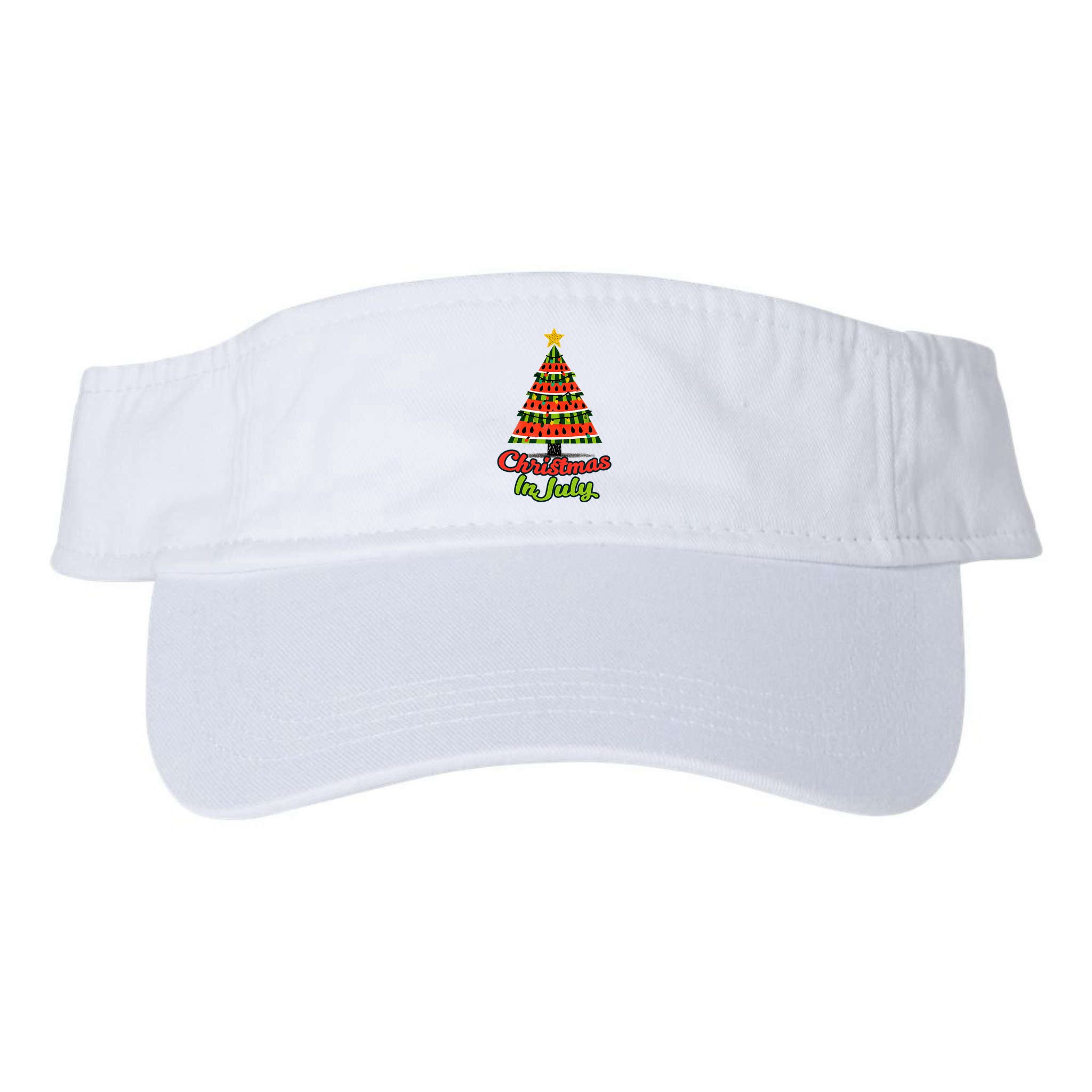 Christmas In July Watermelon Tropical Xmas Tree Summer Tank Top Visor