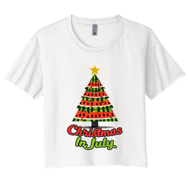 Christmas In July Watermelon Tropical Xmas Tree Summer Tank Top Crop Top