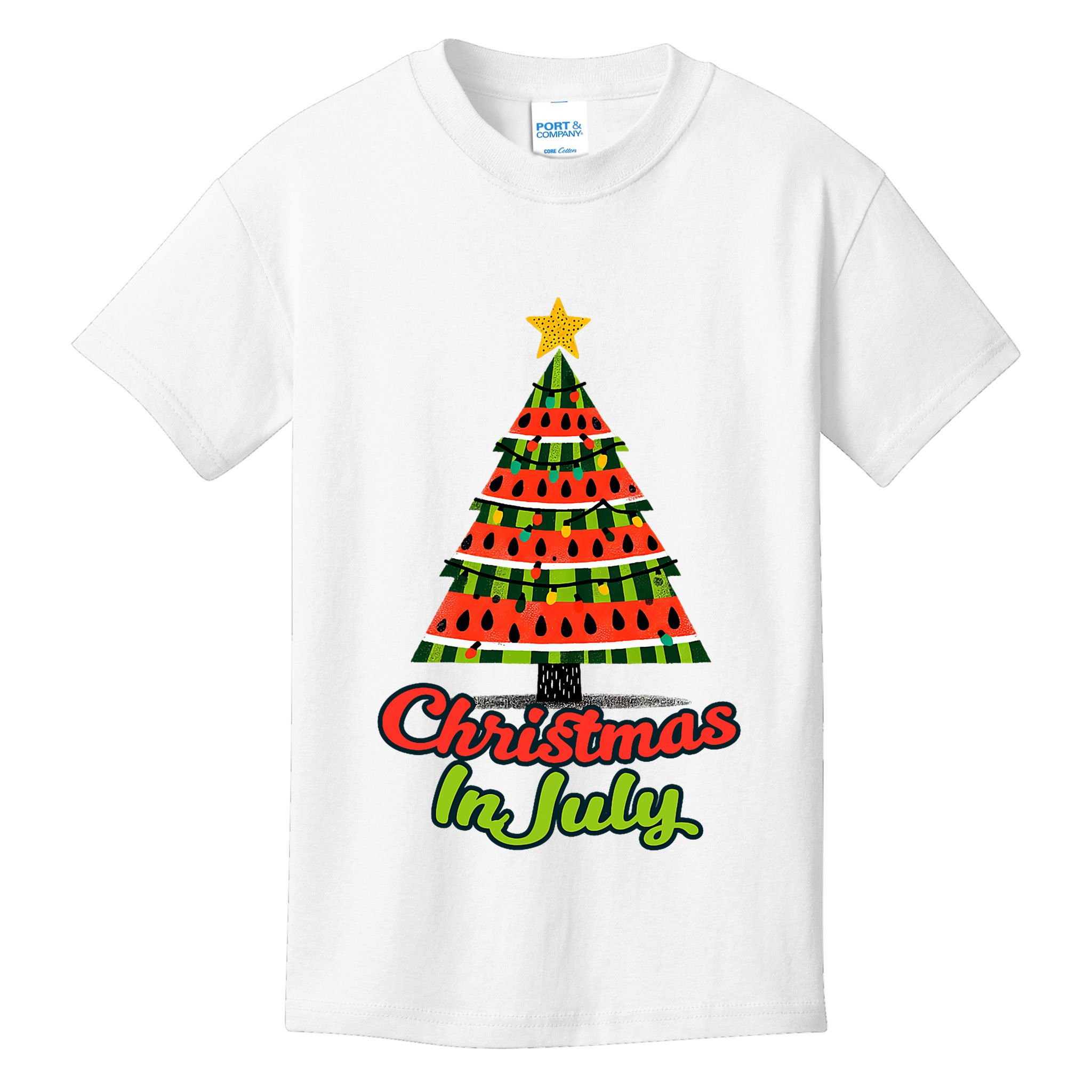 Christmas In July Watermelon Tropical Xmas Tree Summer Tank Top Kids T-Shirt