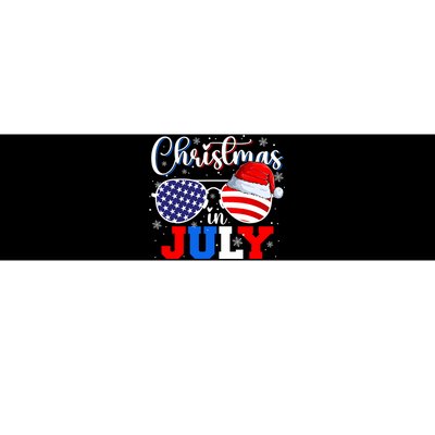 Christmas In July Santa Hat Sunglasses Usa Flag 4th Of July Bumper Sticker