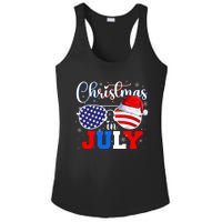 Christmas In July Santa Hat Sunglasses Usa Flag 4th Of July Ladies PosiCharge Competitor Racerback Tank