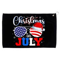 Christmas In July Santa Hat Sunglasses Usa Flag 4th Of July Grommeted Golf Towel