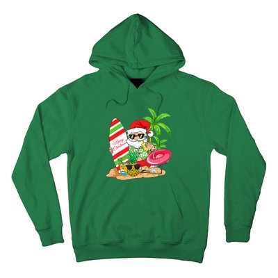 Christmas In July Santa Hawaiian Summer Surf Surfing Surfer Hoodie