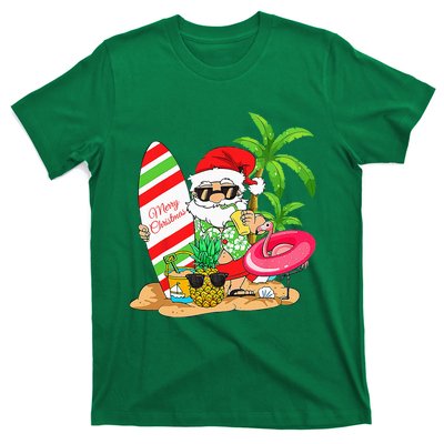 Christmas In July Santa Hawaiian Summer Surf Surfing Surfer T-Shirt