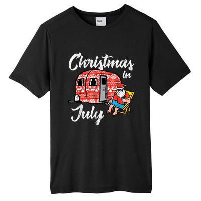 Christmas In July Santa Camping Funny Xmas Tall Fusion ChromaSoft Performance T-Shirt