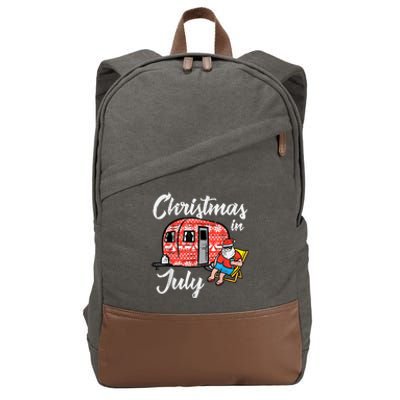 Christmas In July Santa Camping Funny Xmas Cotton Canvas Backpack