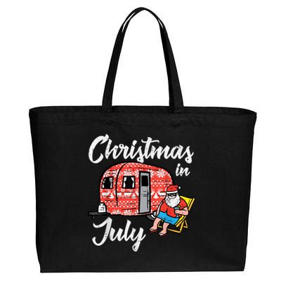 Christmas In July Santa Camping Funny Xmas Cotton Canvas Jumbo Tote