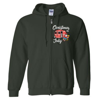 Christmas In July Santa Camping Funny Xmas Full Zip Hoodie