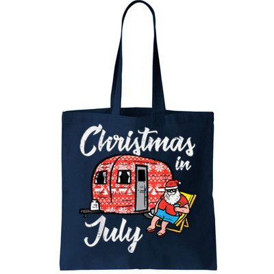 Christmas In July Santa Camping Funny Xmas Tote Bag