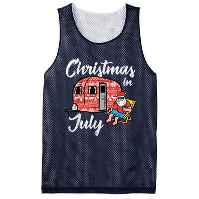 Christmas In July Santa Camping Funny Xmas Mesh Reversible Basketball Jersey Tank