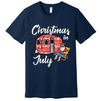 Christmas In July Santa Camping Funny Xmas Premium T-Shirt