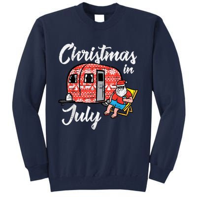 Christmas In July Santa Camping Funny Xmas Tall Sweatshirt