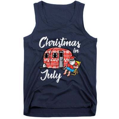 Christmas In July Santa Camping Funny Xmas Tank Top