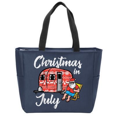 Christmas In July Santa Camping Funny Xmas Zip Tote Bag