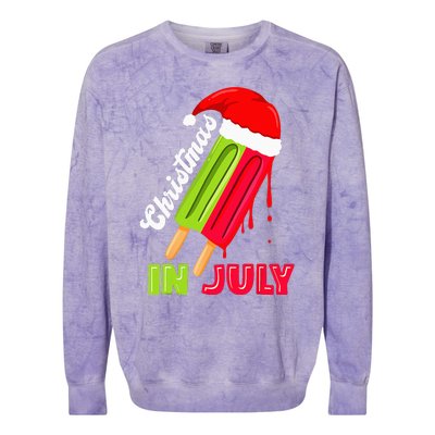 Christmas In July Watermelon Ice Pops Fun Christmas In July Colorblast Crewneck Sweatshirt