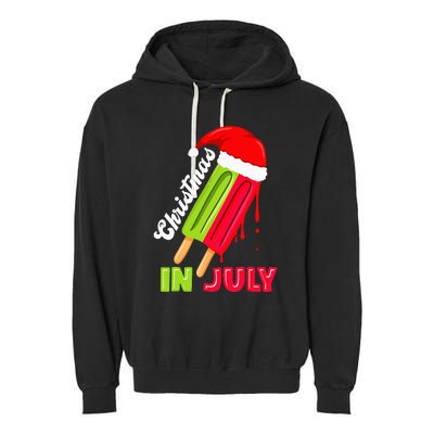 Christmas In July Watermelon Ice Pops Fun Christmas In July Garment-Dyed Fleece Hoodie