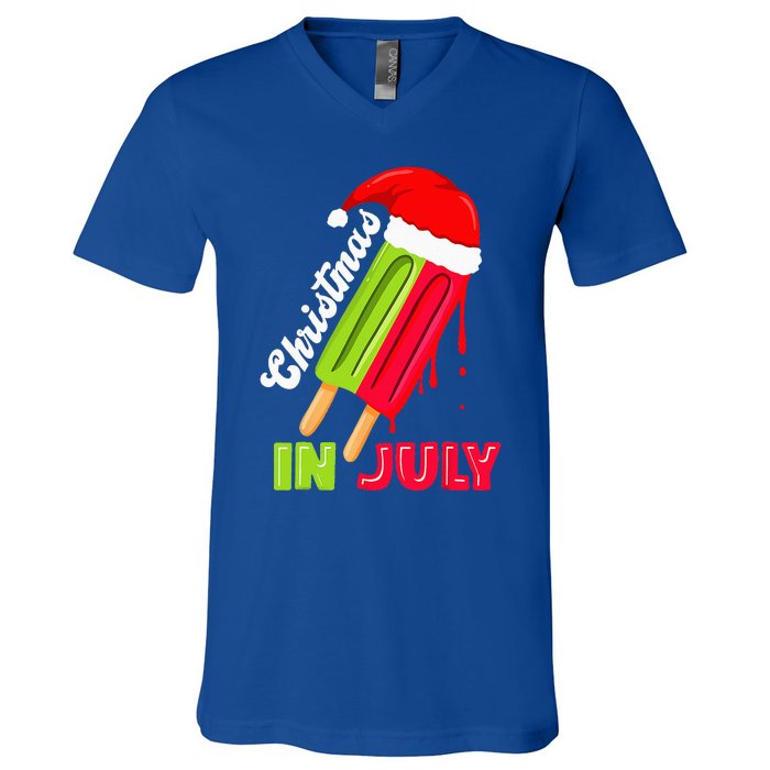 Christmas In July Watermelon Ice Pops Fun Christmas In July V-Neck T-Shirt