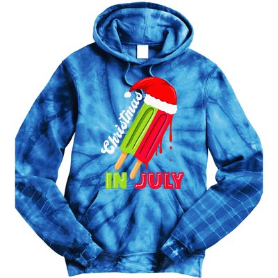 Christmas In July Watermelon Ice Pops Fun Christmas In July Tie Dye Hoodie