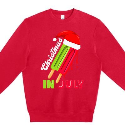 Christmas In July Watermelon Ice Pops Fun Christmas In July Premium Crewneck Sweatshirt