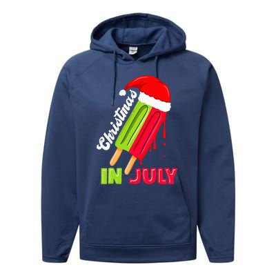 Christmas In July Watermelon Ice Pops Fun Christmas In July Performance Fleece Hoodie