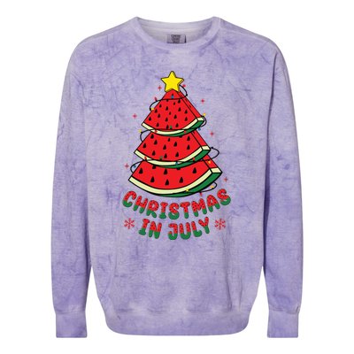 Christmas In July Watermelon Tree Summer Colorblast Crewneck Sweatshirt