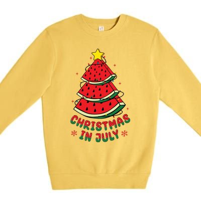 Christmas In July Watermelon Tree Summer Premium Crewneck Sweatshirt