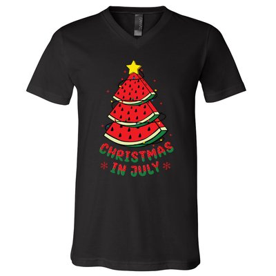 Christmas In July Watermelon Tree Summer V-Neck T-Shirt