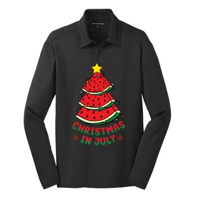 Christmas In July Watermelon Tree Summer Silk Touch Performance Long Sleeve Polo