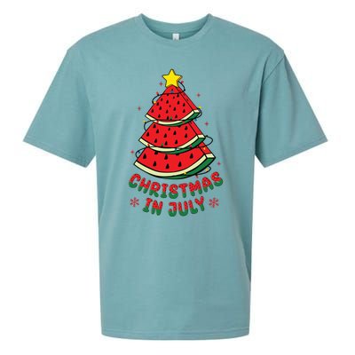 Christmas In July Watermelon Tree Summer Sueded Cloud Jersey T-Shirt