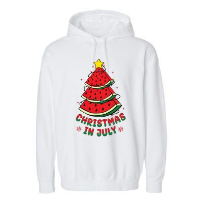 Christmas In July Watermelon Tree Summer Garment-Dyed Fleece Hoodie