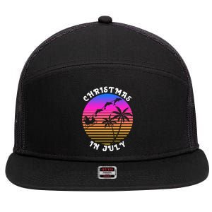 Christmas In July Xmas Dolphins Santa Carriage Beach Party Gift 7 Panel Mesh Trucker Snapback Hat